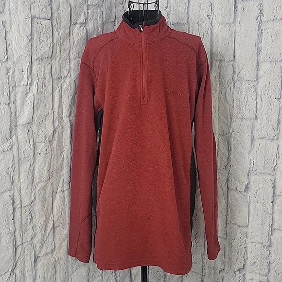 COLUMBIA Men's 1/4 Zip‎ Blue/Red Fleece Pullover Medium - Picture 1 of 6